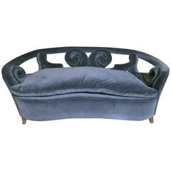 Two-Seat Curved Italian Mid-Century Sofa 9