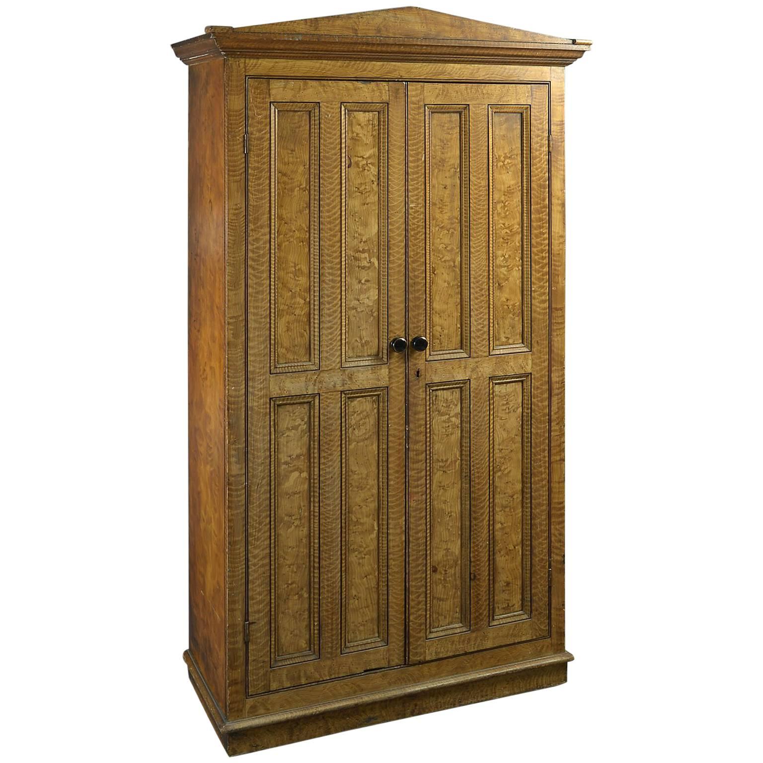Early Victorian Painted Cupboard Simulating Highly-Figured Maple For Sale