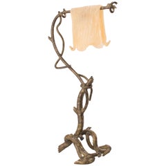 Late 20th Century Murano Glass Handkerchief on an Bronze Table Lamp