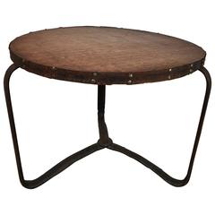 Early Jacques Adnet Stitched Leather Table 4