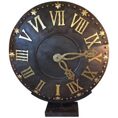 Vintage Striking Iron and Gold Clock Face Sculpture