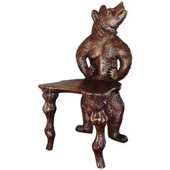 19th Century Black Forest Carved Bear Hall Chair 1