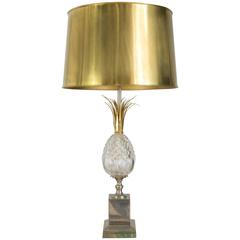 French Brass and Glass Pineapple Lamp in the style of Maison Charles