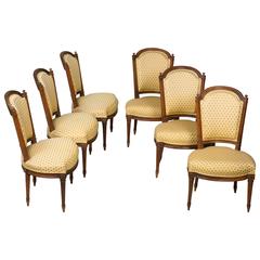 Set of Six Louis XVI Walnut Chairs