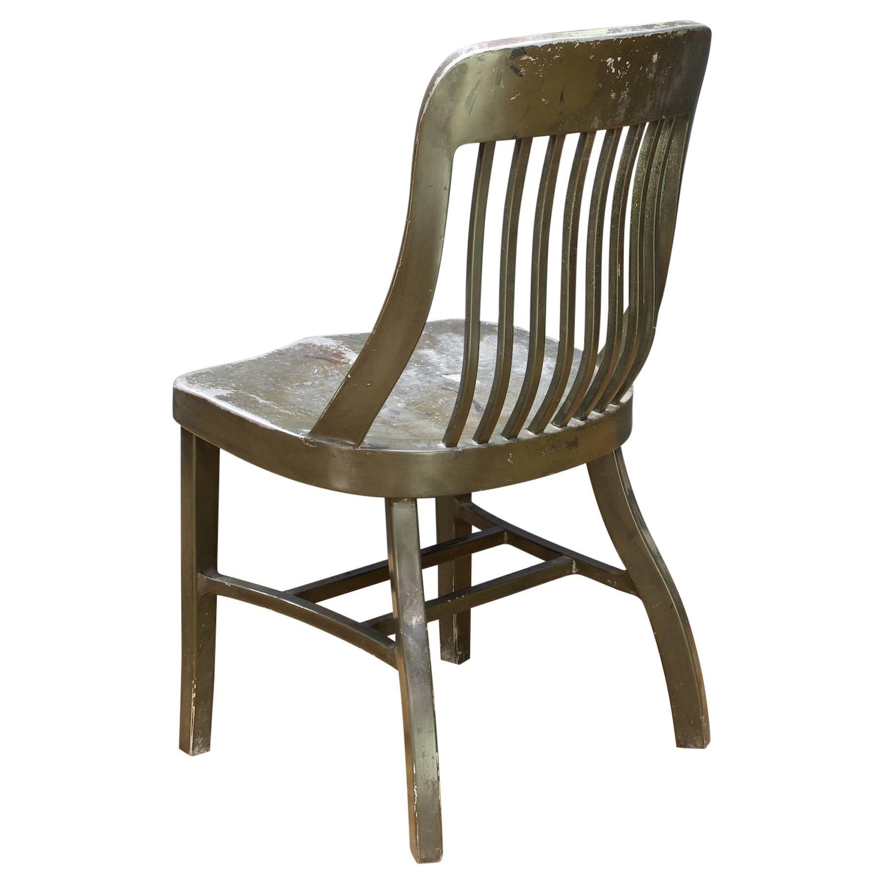 1930s US Barracks Metal Early Goodform Chair by General Fireproofing