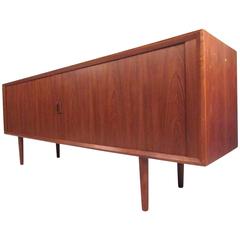Scandinavian Modern Tambour Door Teak Sideboard/Credenza 10