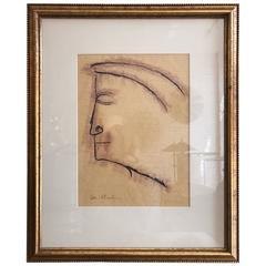 Ben Shahn Drawing Entitled Profile 12