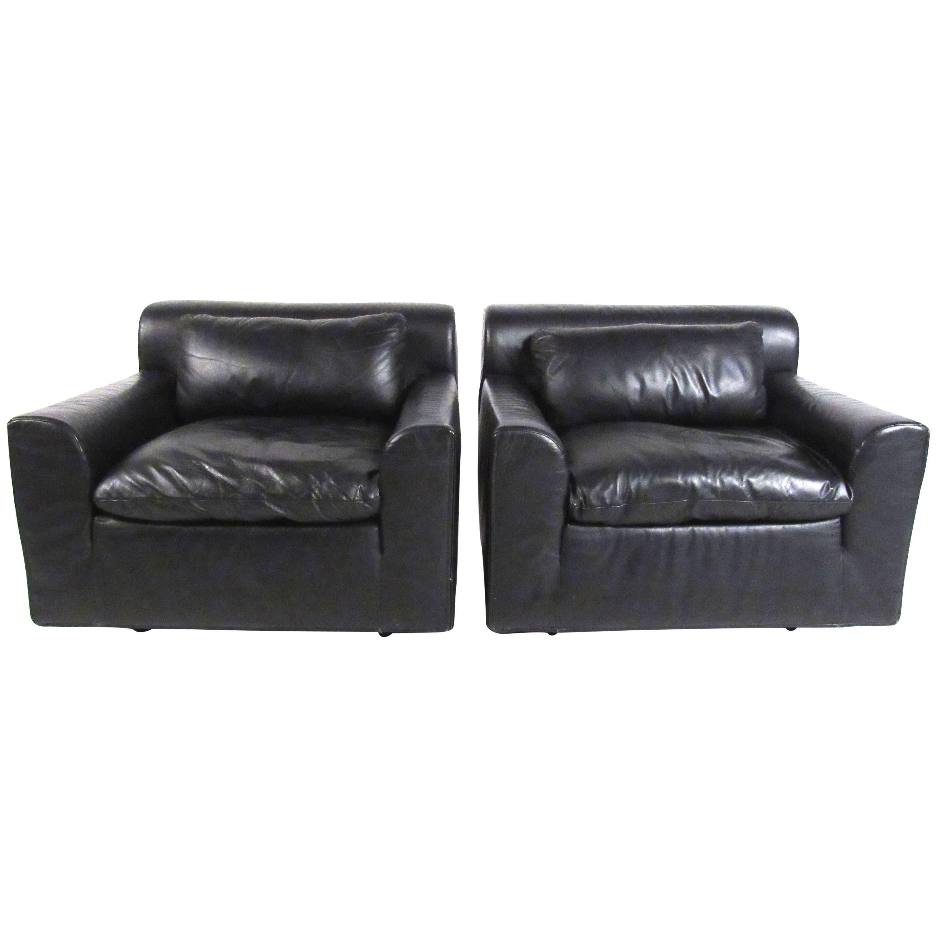 Pair of Knoll Leather Lounge Chairs