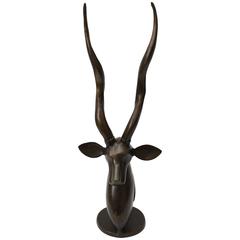 Art Deco Style Dark Bronze Gazelle Sculpture