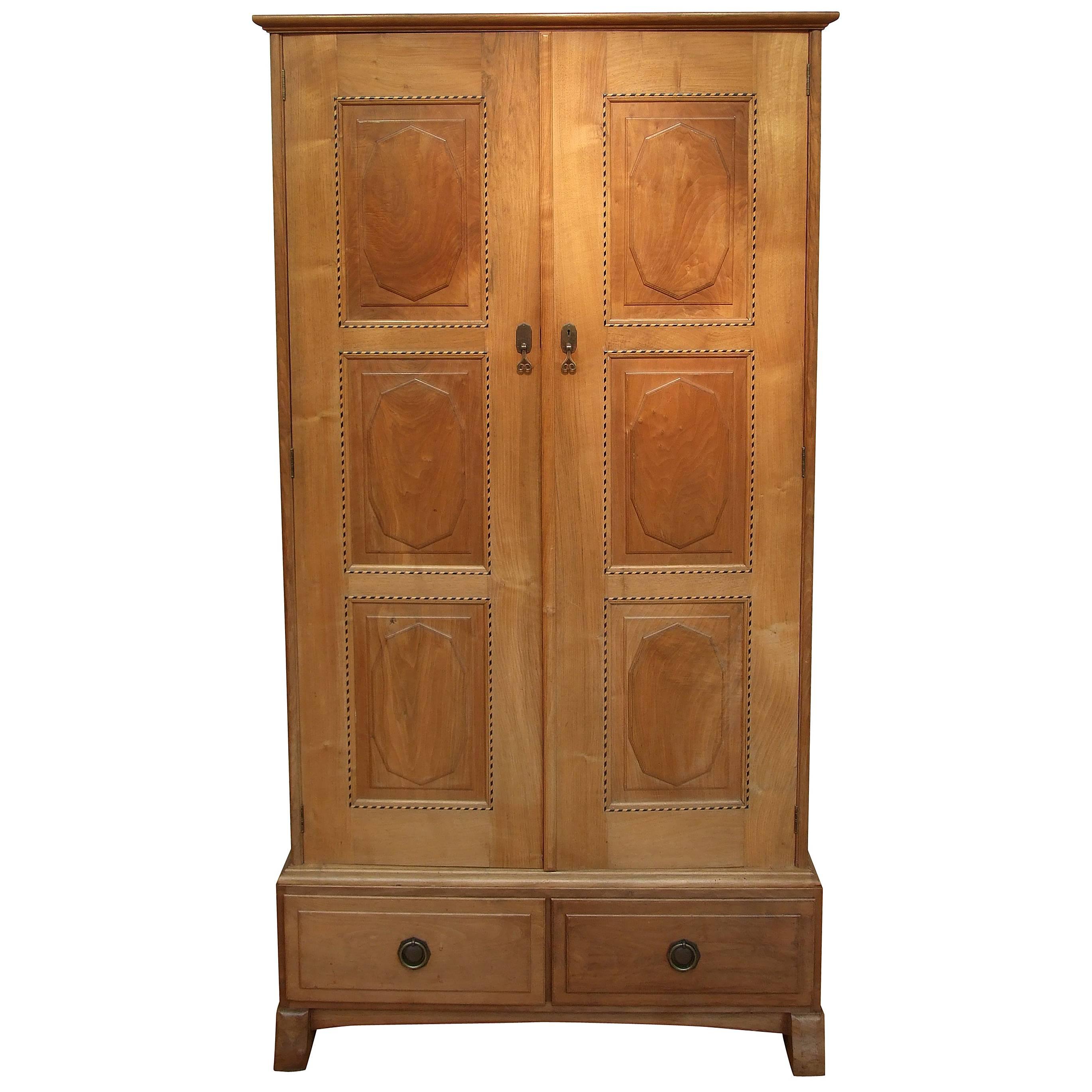 PETER WAALS Arts And Crafts Cotswold School Walnut Wardrobe For Sale