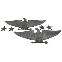 Massive Pair of Bronze Building Eagles with Two Pairs of Stars 4