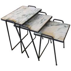 Vintage Marble and Iron Stacking Tables