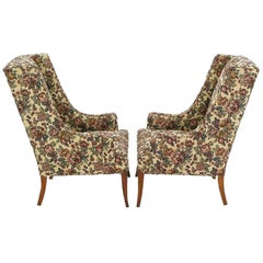 Pair of Low-Arm Wing Chairs in Grosfeld House Manner