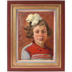 Ukrainian Oil on Canvas Portrait, Anna Akishina, Titled: Marina, circa 1948