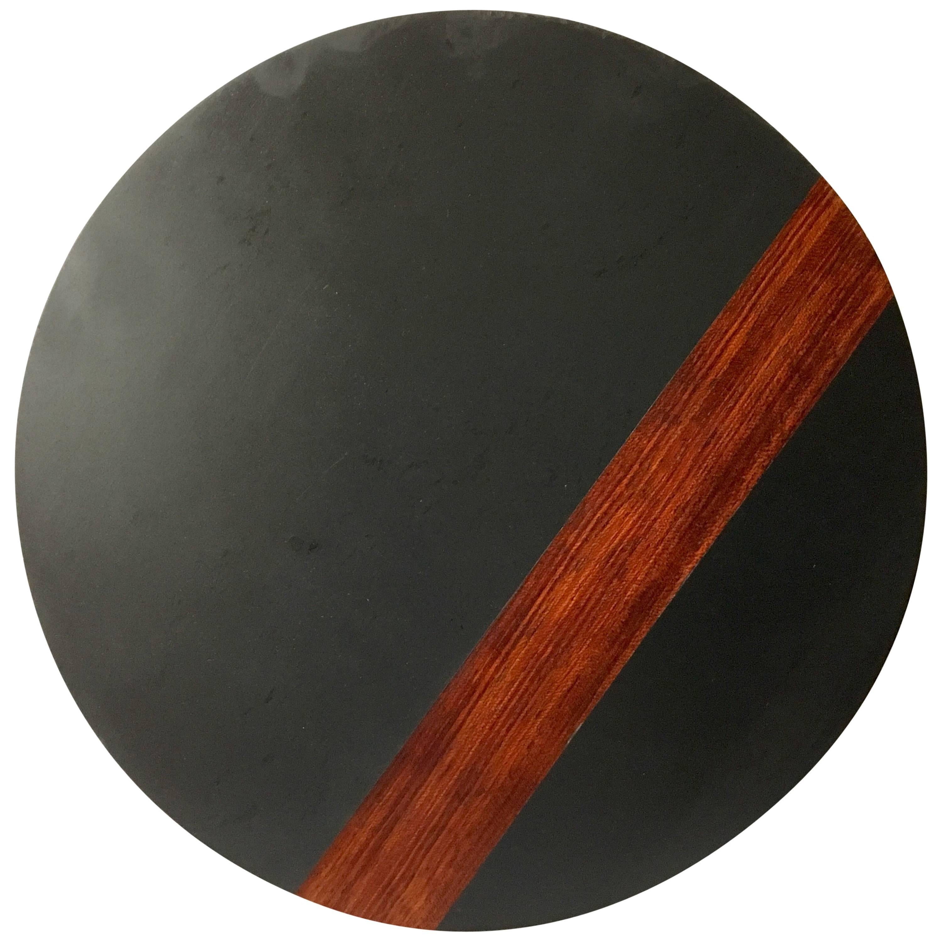 Large Mid-Century Black Slate and Teak Trivet by Harpswell House