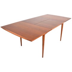 Mid-Century Modern Walnut Dining Table with Built in Extension