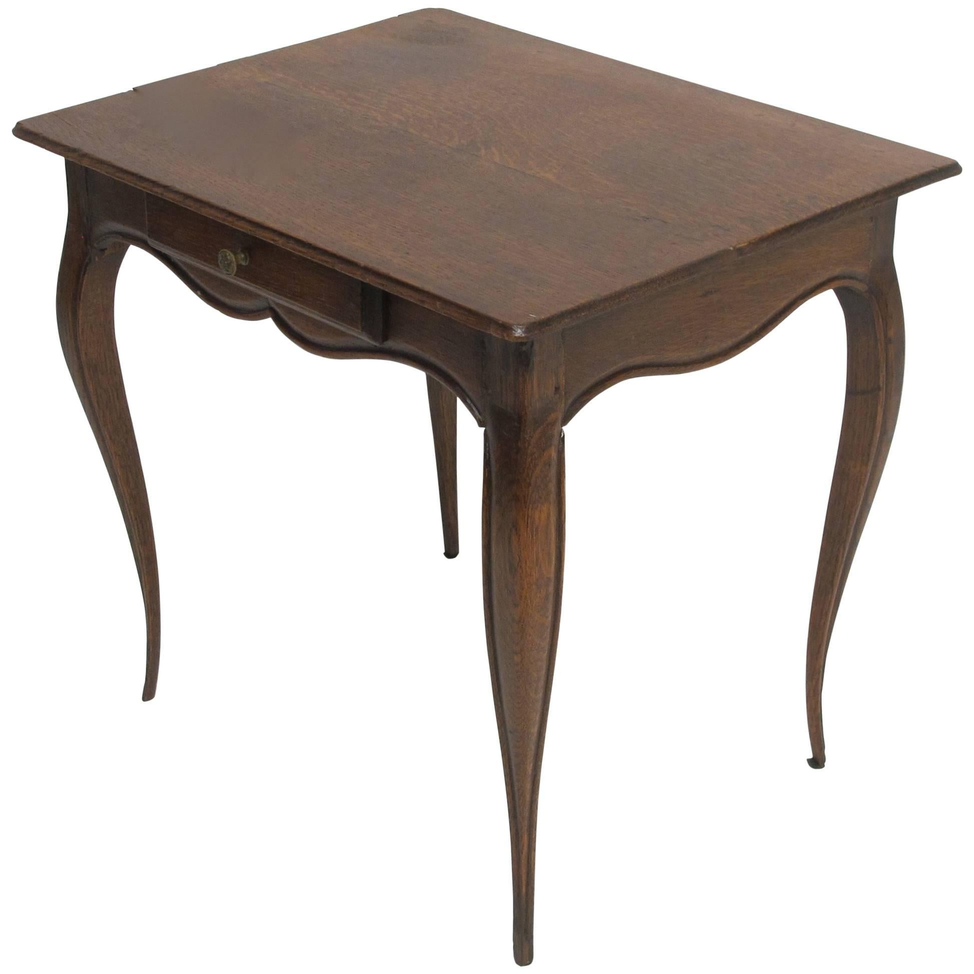 Oak Childs Table with Single Drawer, French, 19th Century