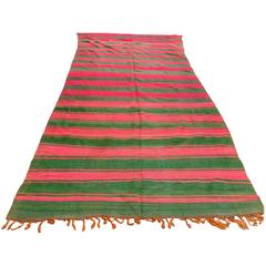 Moroccan Vintage Flat-Weave Rug Pink and Green 9