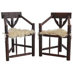 Vintage Carved Nordic Monk Chairs
