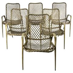 Set of Six Resin String Chairs, Modernist Indoor / Outdoor by Troy Sunshade 1