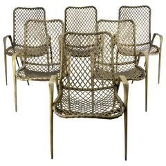 Used Set of Six Resin String Chairs, Modernist Indoor / Outdoor by Troy Sunshade