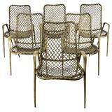Set of Six Resin String Chairs, Modernist Indoor / Outdoor by Troy Sunshade