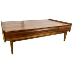 Modernist Figured Walnut Cocktail Table by Andre Bus for Lane