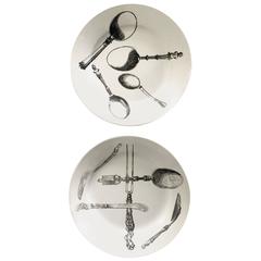 Pair of Rare Fornasetti Italy Plates with Utensils 6