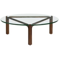 CA35G Contemporary Handcrafted Minimalist Modern Round Glass Coffee Table
