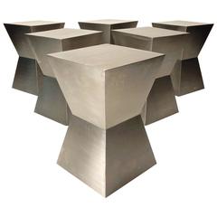 Six Custom Stainless Steel Cubist Sculpture Stools or Tables