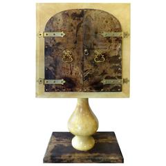 Signed Mid-Century Modern Goatskin Pedestal Bar Cabinet by Aldo Tura 10