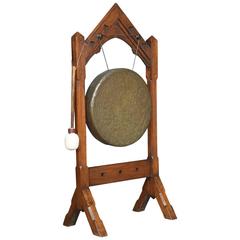Victorian Gothic Revival Oak Framed Dinner Gong 12
