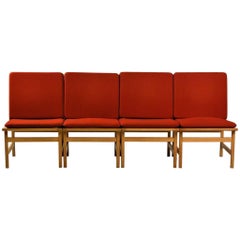 1960s Børge Mogensen Model 3232 Lounge Chairs in Oak and red Cushions