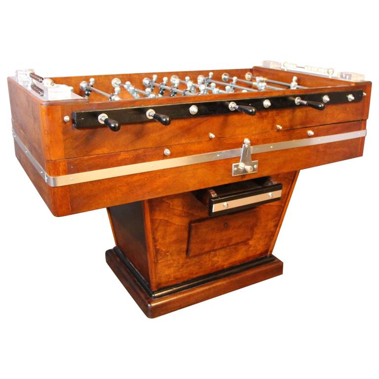 1920s Walnut and Aluminum Foosball Table For Sale at 1stDibs