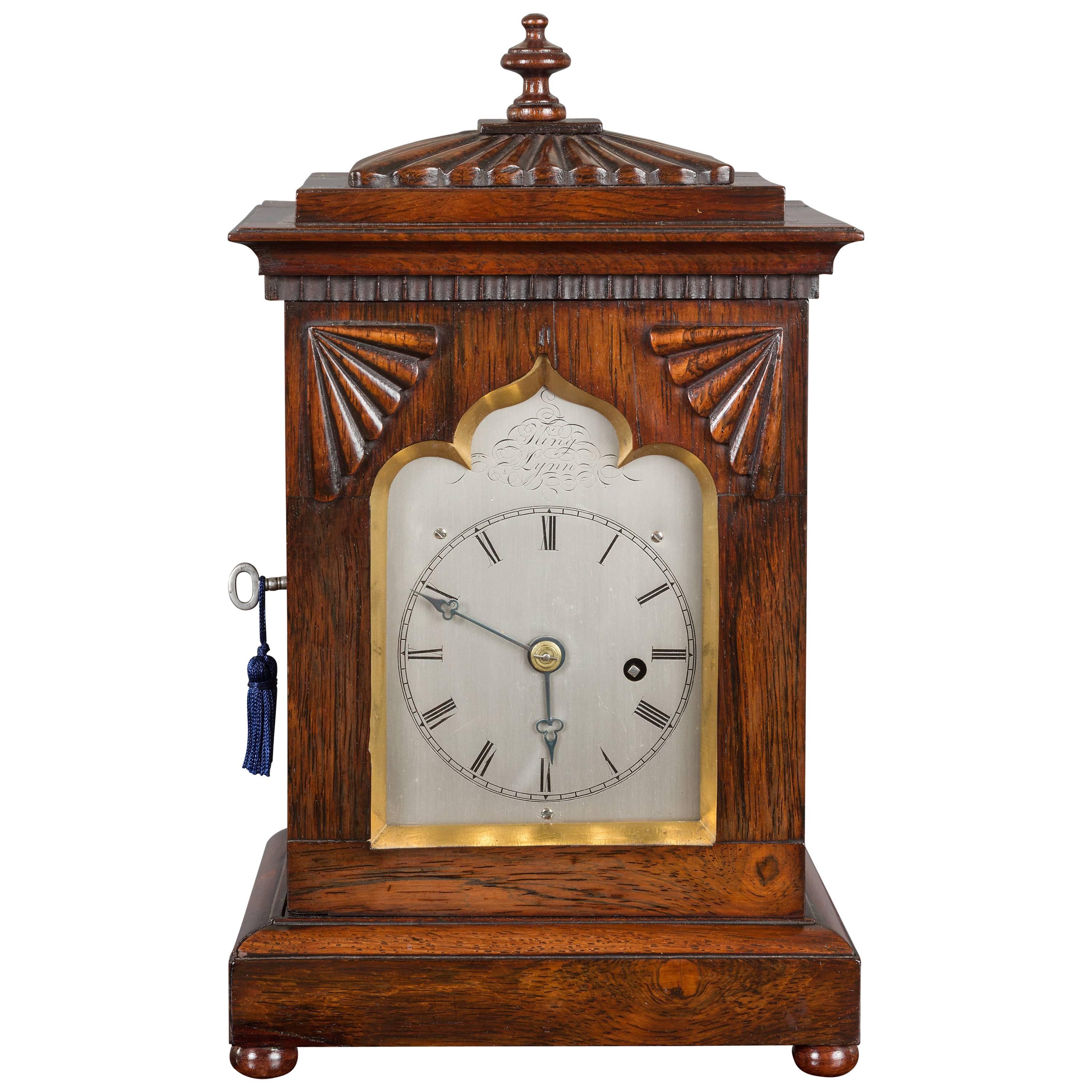 Rosewood Miniature Bracket Clock by King, Lynn For Sale