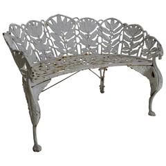 Antique Late 19th Century White Wrought Iron Settee