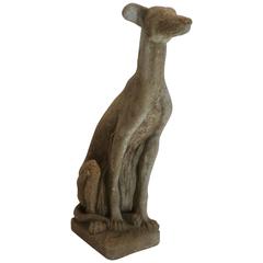 Early 20th Century Cast Stone Whippet Statue 3