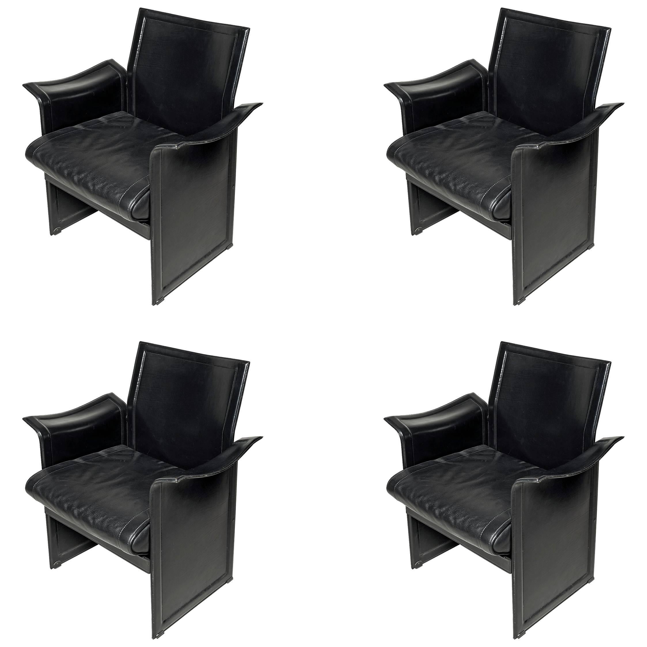 Korium Leather Armchairs, by Tito Agnoli for Matteo Grassi For Sale