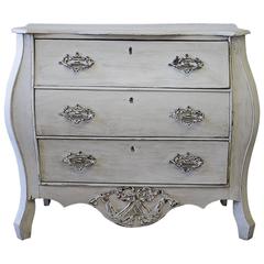 Antique Painted Dutch Style Commode with Ribbon Carving, circa 1850