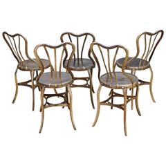 1920s Vintage Industrial UHL Metal Dining Cafe Bistro Chairs Five