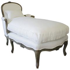 Early 20th Century Louis XV Carved and Original Painted Chaise Lounge