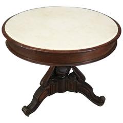 Antique Carved and Ebonized Rosewood Marble-Top Centre Table, circa 1880