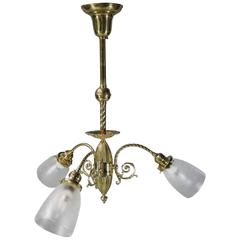 Contemporary Italian Brass Three-Light Chandelier with Vienna Glass Shades 11