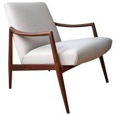 Vintage Mid-Century Teak Easy Chair by Hartmut Lohmeyer for Wilkhahn New Upholstery 1960