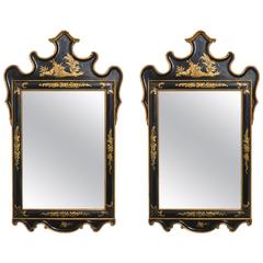 Pair of Chinoiserie Wood Mirrors from Italy