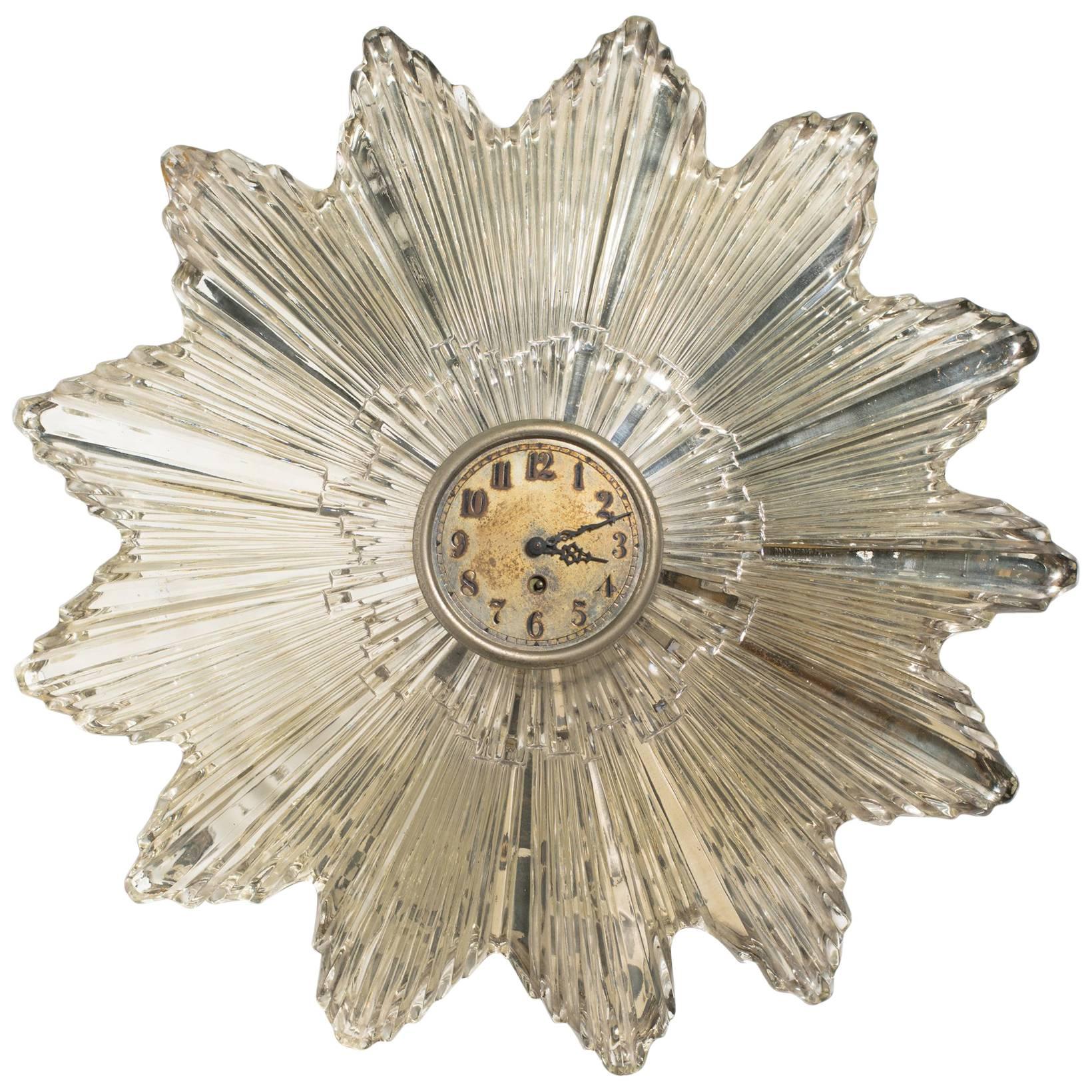 1930s Silvered Starburst Clock or Mirror