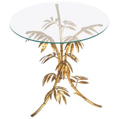 1960s Italian Faux Bamboo Gilt Metal Side Table