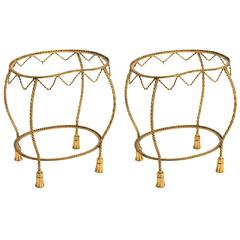 Pair of 1970s Italian Gilt Iron Tassel Tables 8