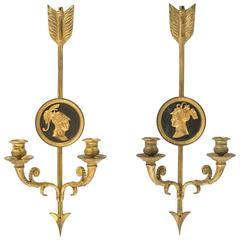 Pair of 1930s Gilt Bronze Neoclassical Sconces 6