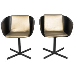 Pair of 1980s Poliform Strip Swivel Chairs By Carlo Columbo